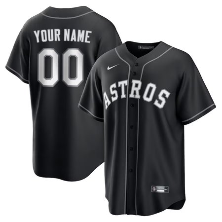 Men's Houston Astros Nike Custom Black Lights Out Replica Jersey